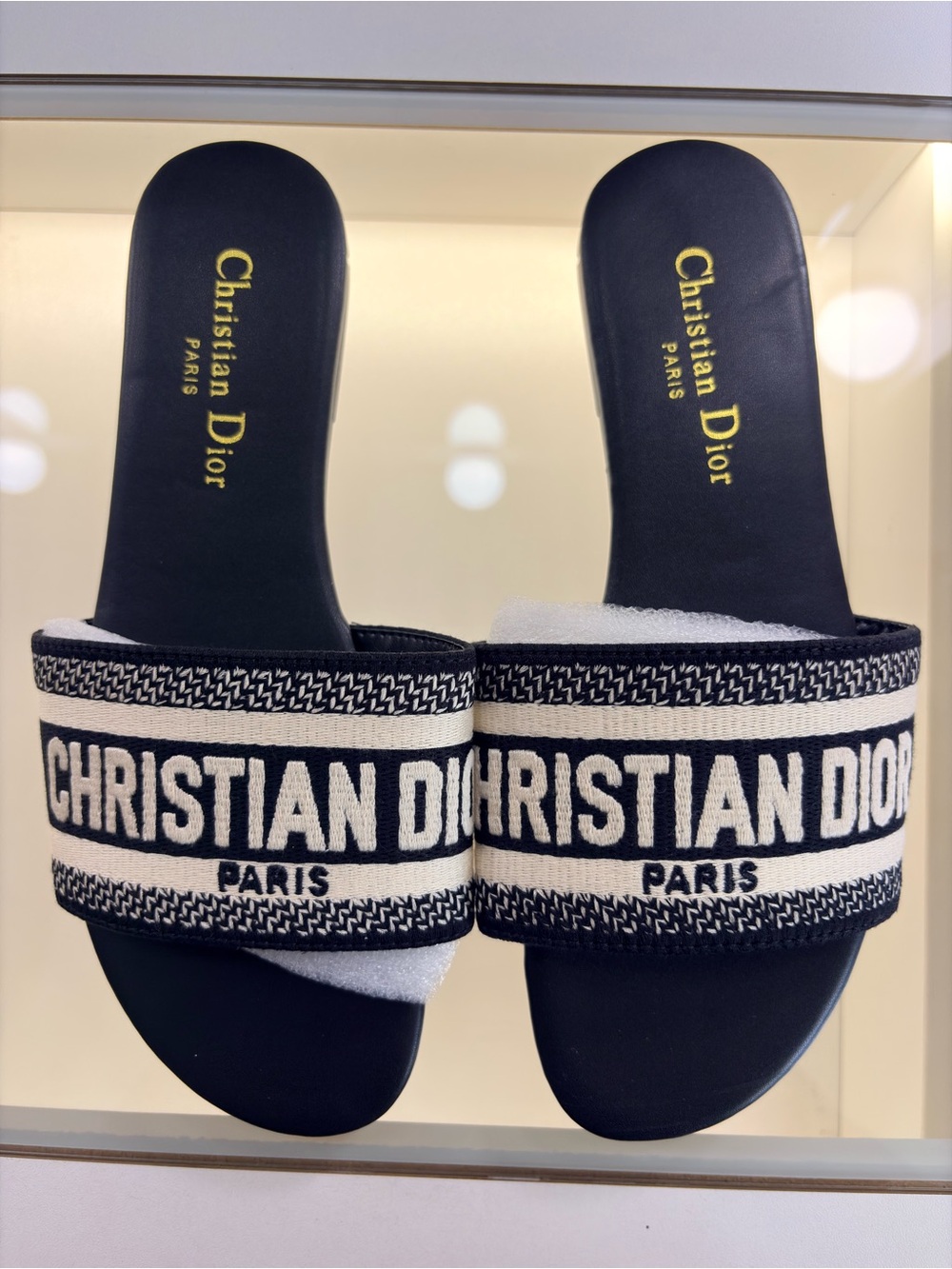 Dior Black and White Logo Slide Mules